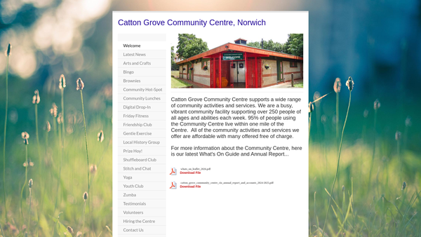 Screenshot of the Catton Grove Community Centre CIO website