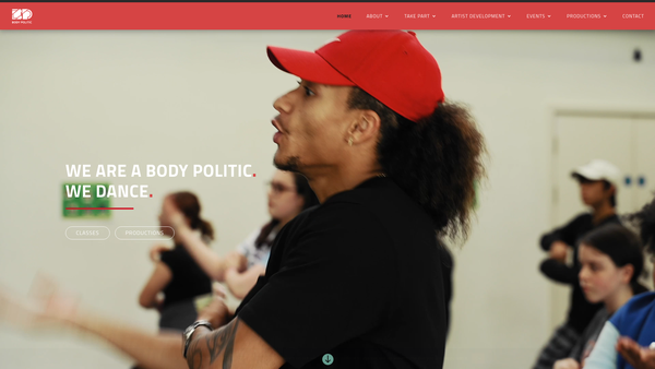 Screenshot of the Body Politic Dance website