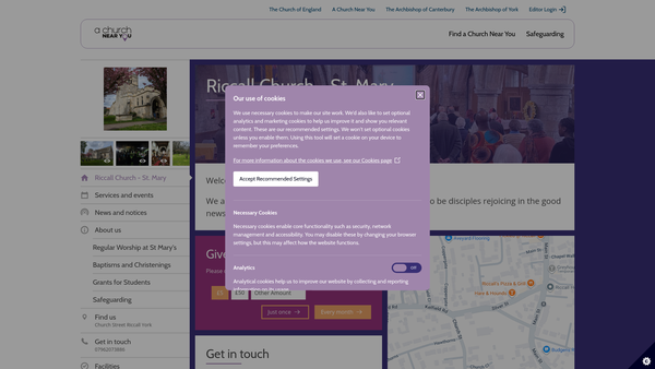 Screenshot of the The Parochial Church Council Of The Ecclesiastical Parish Of Riccall website