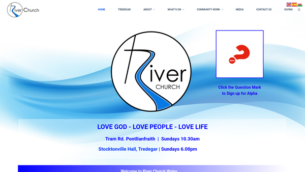 Screenshot of the River Church Wales website