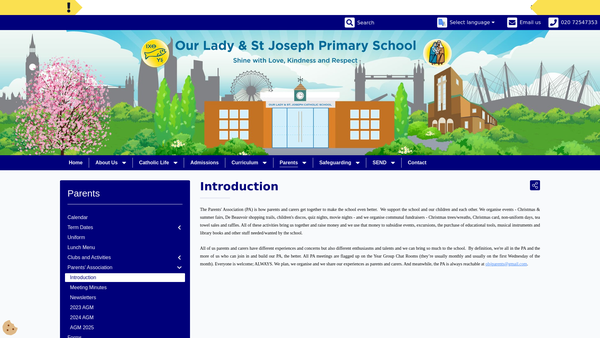 Screenshot of the Olsj Parents' Association website