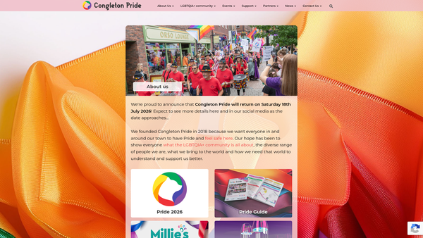 Screenshot of the Congleton Pride website