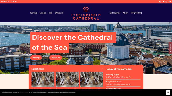 Screenshot of the Cathedral Church Of St Thomas Of Canterbury Portsmouth website