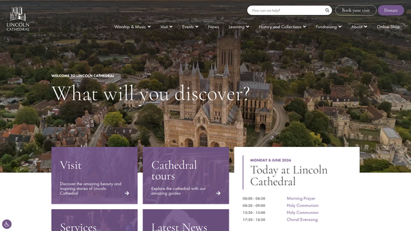 Screenshot of the The Cathedral Church Of The Blessed Virgin Mary Of Lincoln website