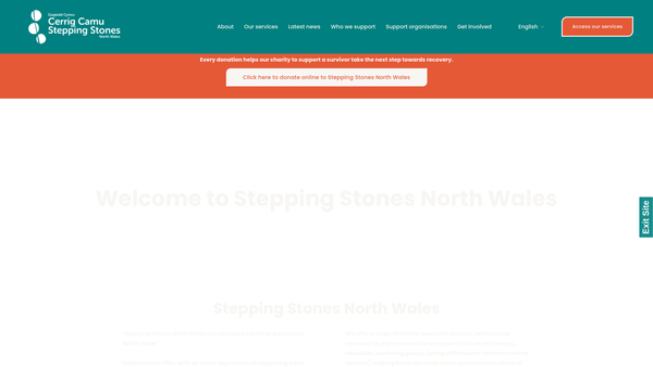 Screenshot of the Stepping Stones North Wales website