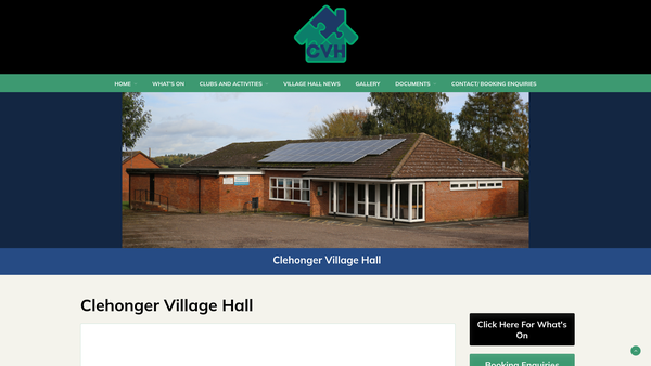 Screenshot of the Clehonger Neighbourhood Hall website