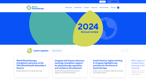 Screenshot of the World Physiotherapy website