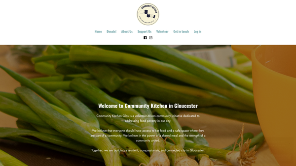 Screenshot of the Community Kitchen Glos CIO website