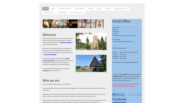 Screenshot of the The Parochial Church Council Of The Ecclesiastical Parish Of Winnersh In The Diocese Of Oxford website