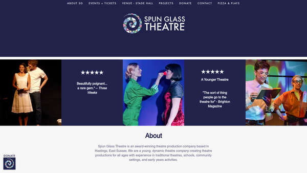 Screenshot of the Spun Glass Theatre website