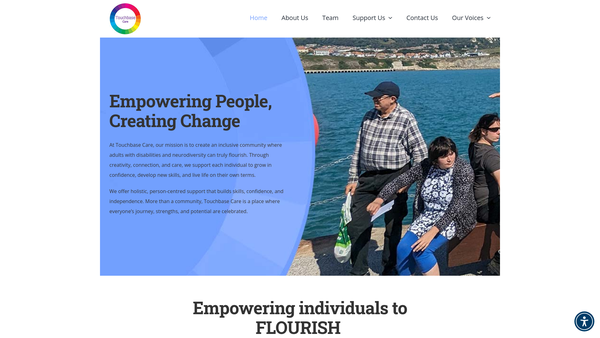 Screenshot of the Touchbase Care website