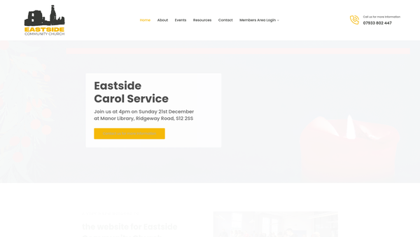 Screenshot of the Eastside Community Church website