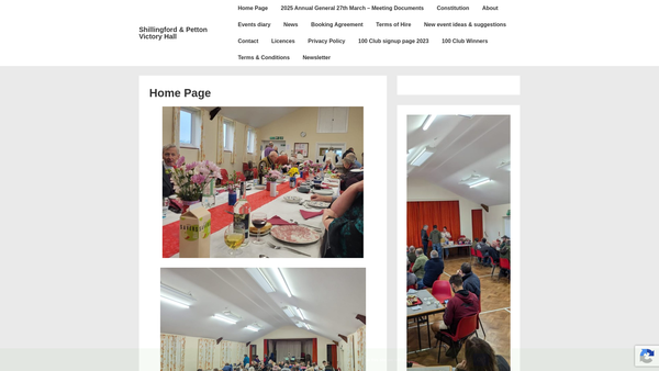 Screenshot of the Shillingford & Petton Victory Hall website