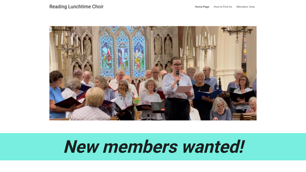 Screenshot of the Reading Lunchtime Choir website