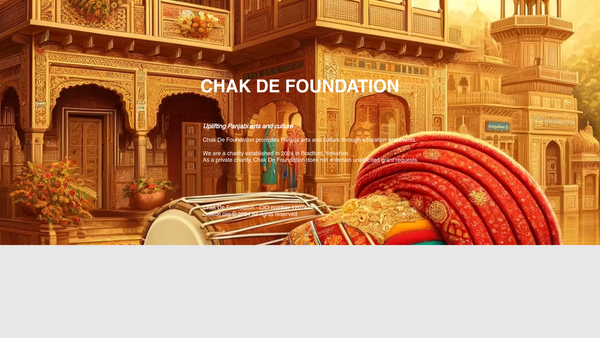 Screenshot of the Chak De Foundation website