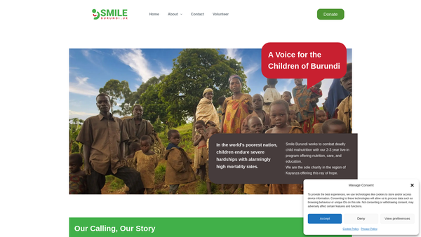 Screenshot of the Smile Burundi UK website