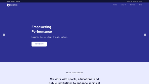 Screenshot of the Skiltek Sport CIO website