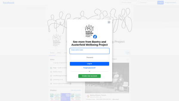 Screenshot of the Bawtry And Austerfield Well-Being Project (Bawp) website