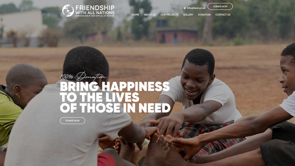 Screenshot of the Friendship With All Nations website