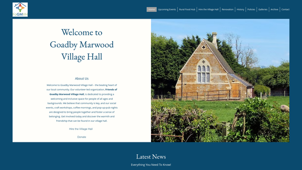 Screenshot of the Friends Of Goadby Marwood Village Hall website