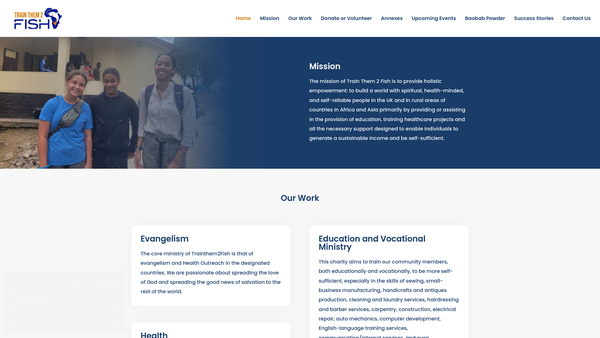 Screenshot of the Train Them 2 Fish UK website