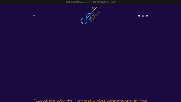 Screenshot of the Tertis And Aronowitz International Viola Competitions website