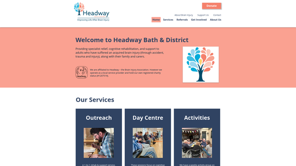 Screenshot of the Headway Bath And District website