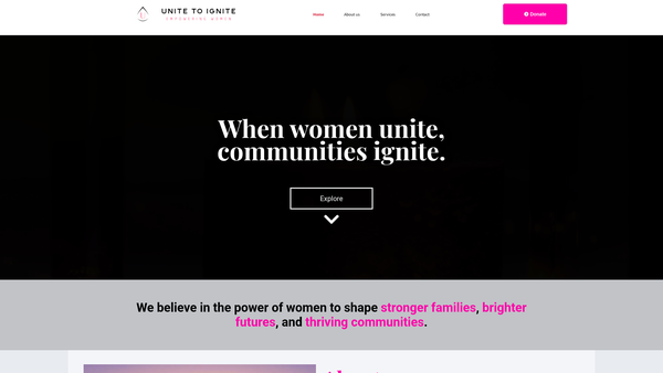 Screenshot of the Unite To Ignite website