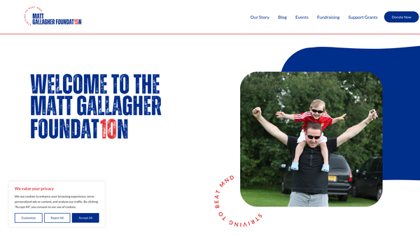 Screenshot of the The Matt Gallagher Foundation Limited website