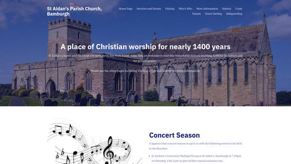 Screenshot of the The Parochial Church Council Of The Ecclesiastical Parish Of St Aidan, Bamburgh website
