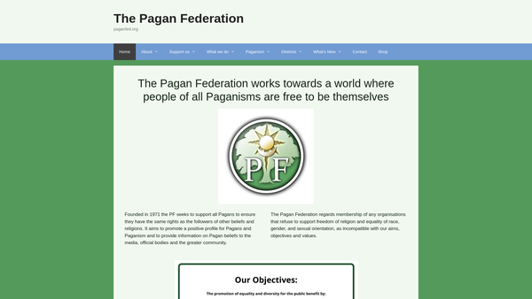 Screenshot of the The Pagan Federation website