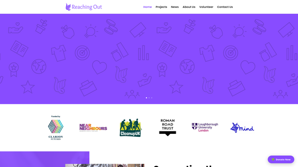 Screenshot of the Reaching Out website