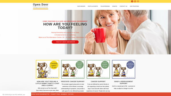 Screenshot of the Open Door, Warminster website