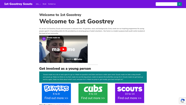 Screenshot of the 1st Goostrey Scout Group website