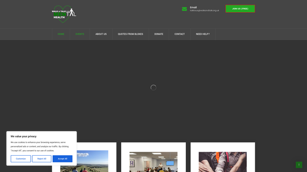 Screenshot of the Walk And Talk For Men's Mental Health website