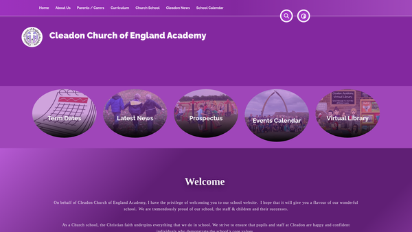 Screenshot of the Cleadon C Of E Academy PTFA website