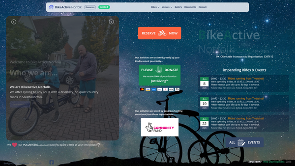 Screenshot of the Bikeactive Norfolk website