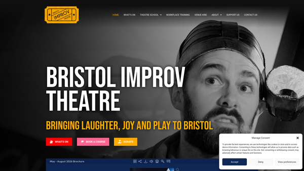 Screenshot of the The Bristol Improv Theatre Limited website