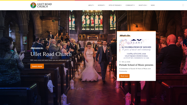 Screenshot of the Ullet Road Church website