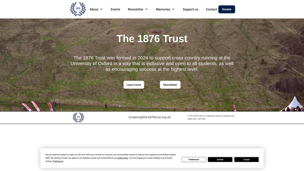 Screenshot of the The 1876 Trust website