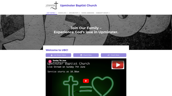 Screenshot of the Upminster Baptist Church website