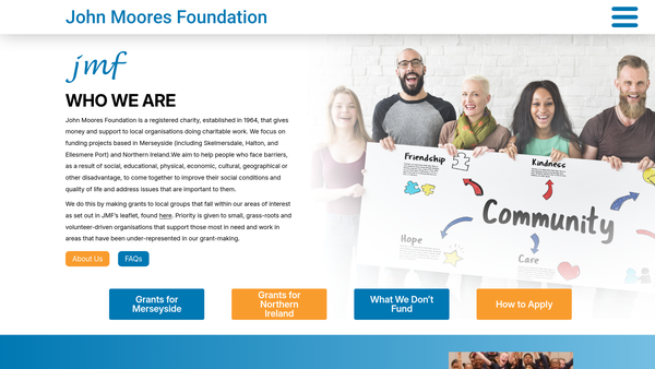 Screenshot of the John Moores Foundation website