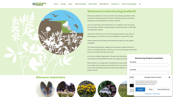 Screenshot of the Seaford Action For Nature website