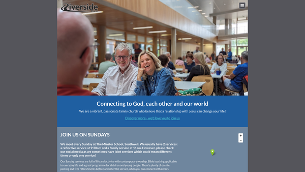 Screenshot of the Riverside Church (Southwell) website