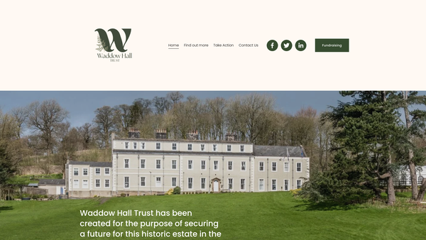Screenshot of the Waddow Hall Trust website