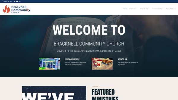 Screenshot of the Bracknell Community Church website