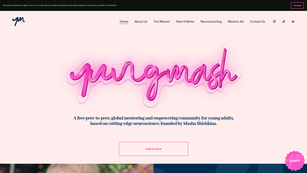 Screenshot of the Yungmash Collective website