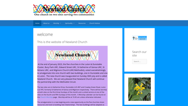 Screenshot of the Newland Church website