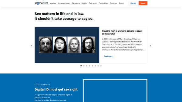 Screenshot of the Sex Matters website
