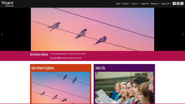Screenshot of the Vivace Chorus website